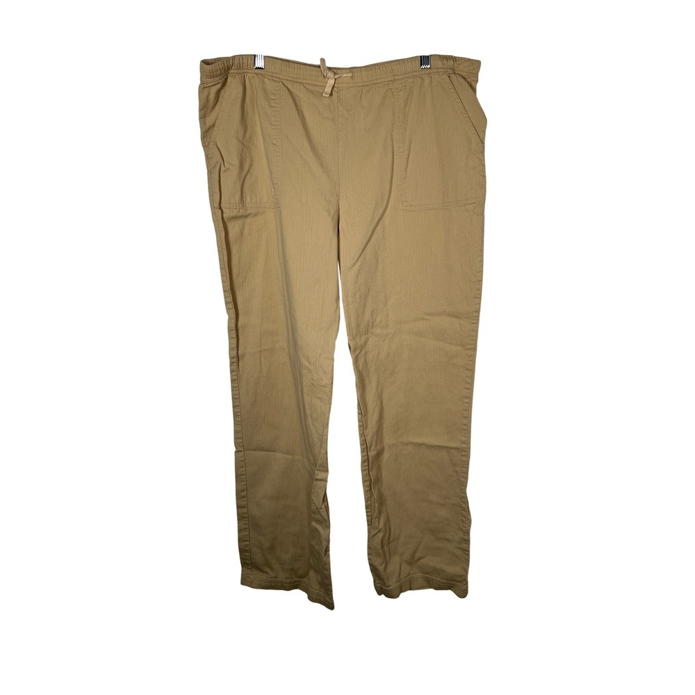 Vintage Corduroy Straight Leg Tan Cotton Elastic Waist Pants Plus‎ Size 1X